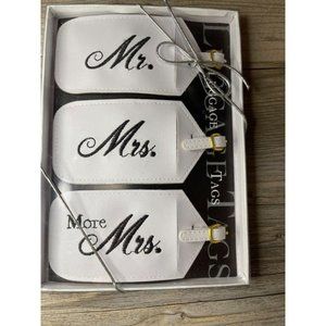 Set of 3 Mr. Mrs. & More Mrs. Honeymoon Vacation Wedding Luggage Tags